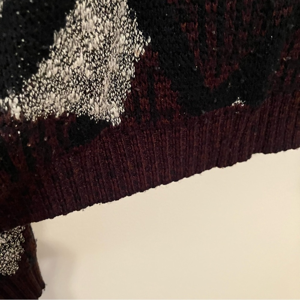 VTG Point Zero Sweater Men L Black Burgundy Geometric Pullover Knit 90s Cosby - Picture 4 of 6